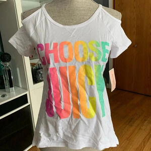 NEW Juicy Couture Girl’s Cold Shoulder Glitter Top